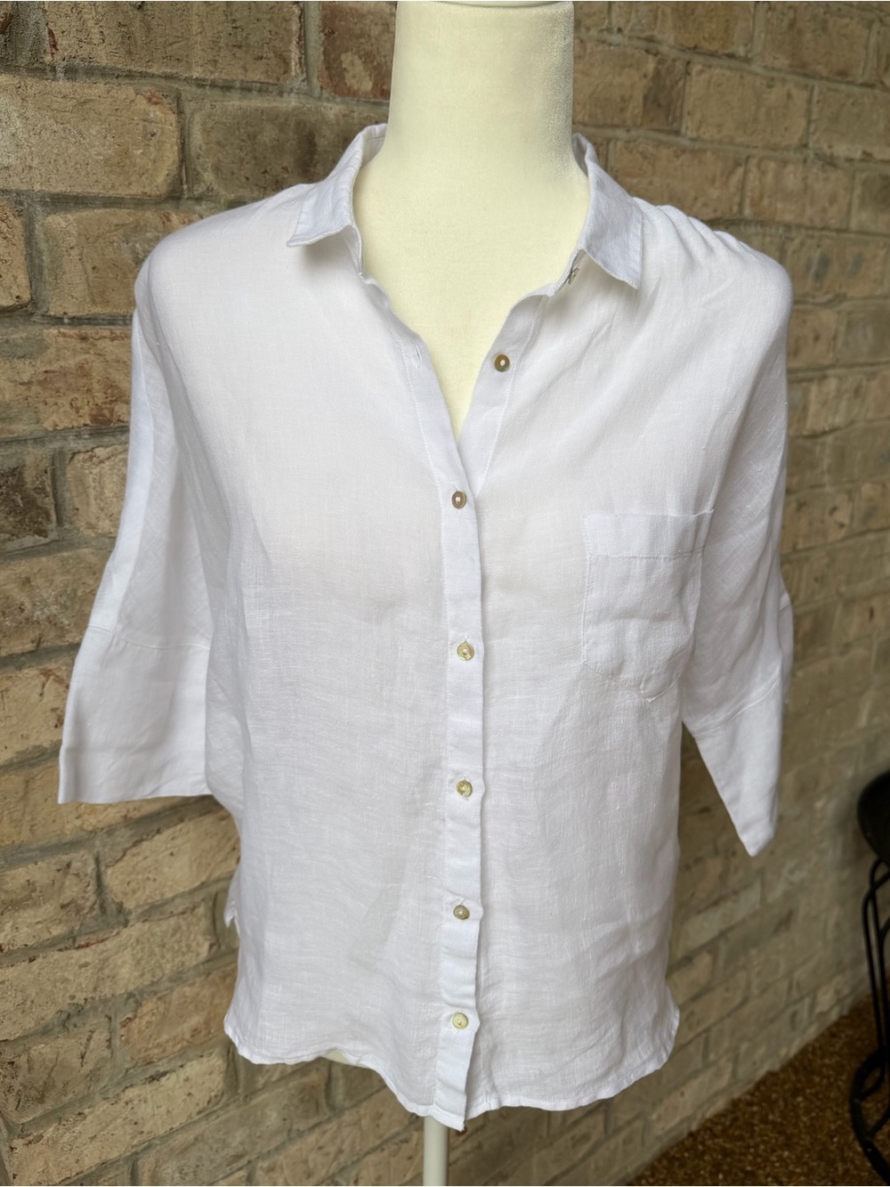 120 Lino Relaxed Fit Shirt with Pocket Women’s XXS/38 100% Linen - Picture 7 of 10